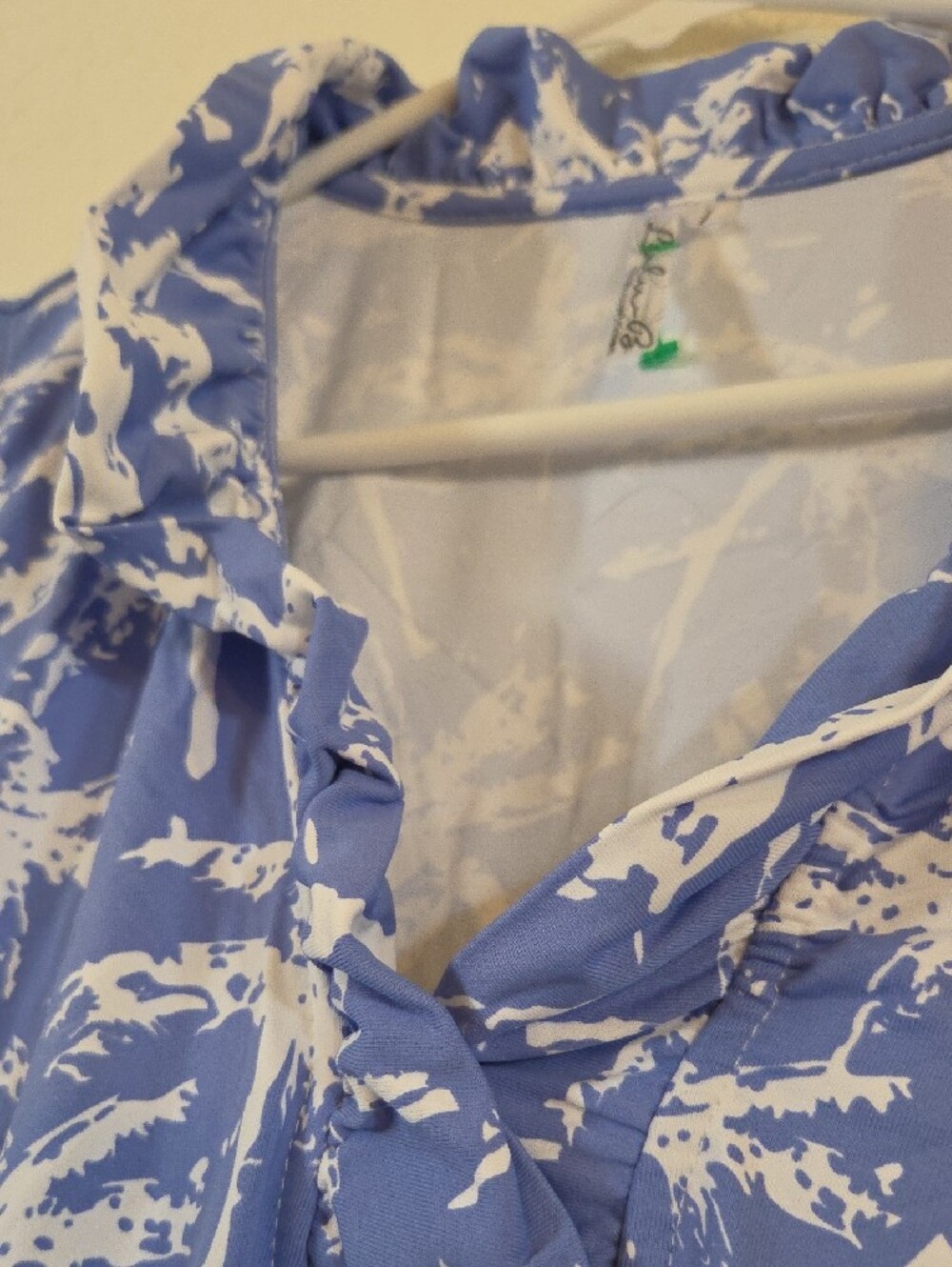 Lulu-B Blue and White Palm-Print Maxi Dress - Picture 4 of 7